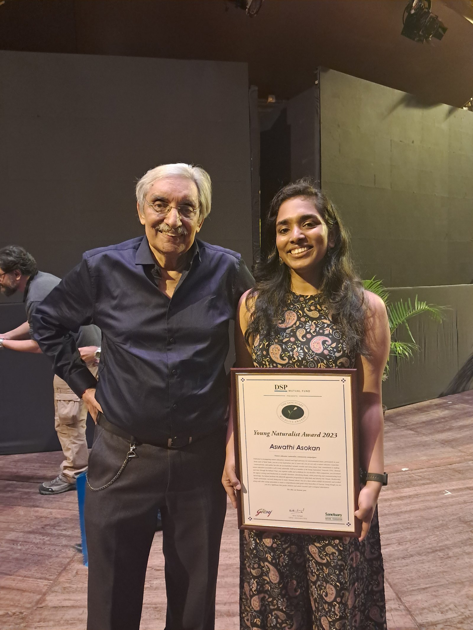 Director, BVIEER and M.Sc. Student Aswathi Asokan receive Sanctuary awards