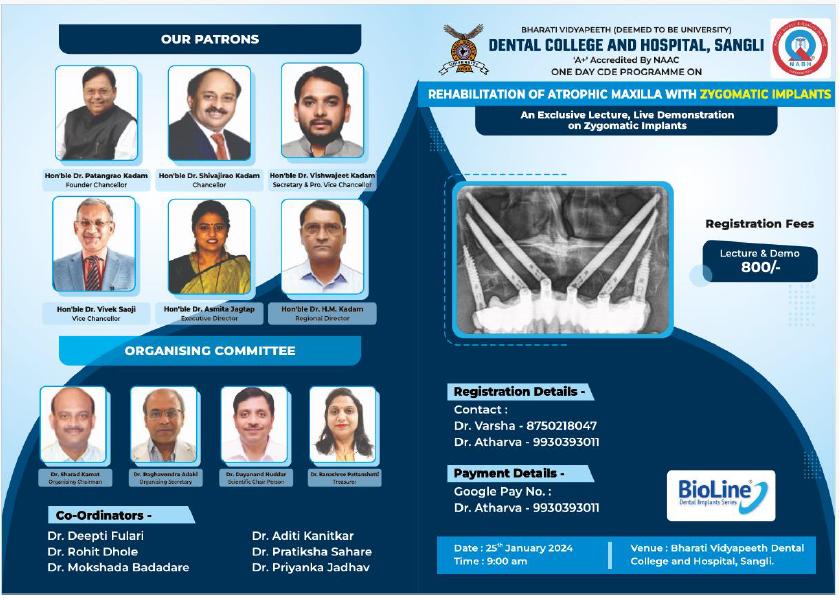 Rehabilitation of atrophic maxilla with zygomatic implants