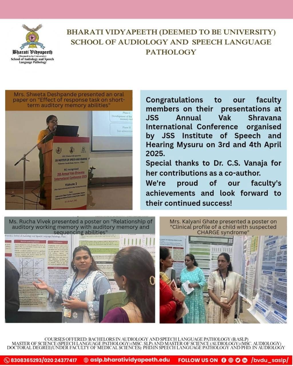 "Faculty Achievements at JSS Vak Shravana International Conference 2025"